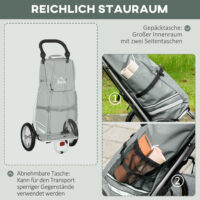 2-in-1 Fahrradanhänger und Einkaufstrolley 53x43x110cm Veloanhänger