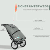 2-in-1 Fahrradanhänger und Einkaufstrolley 53x43x110cm Veloanhänger