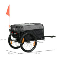 2-in-1 Fahrradanhänger und Handwagen 130x64x64 Veloanhänger