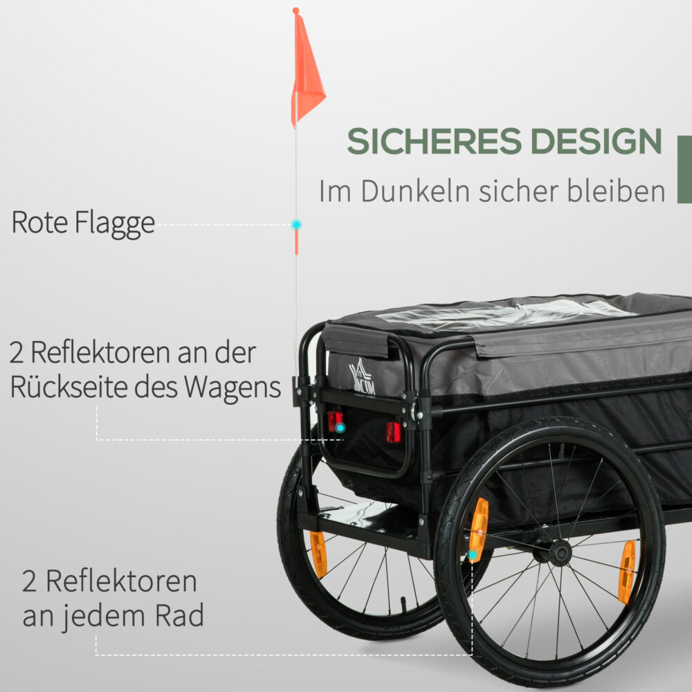 2-in-1 Fahrradanhänger und Handwagen 130x64x64 Veloanhänger