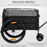 2-in-1 Fahrradanhänger und Handwagen 130x64x64 Veloanhänger