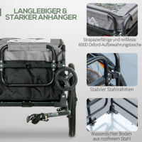 2-in-1 Fahrradanhänger und Handwagen 130x64x64 Veloanhänger