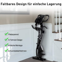 2-in-1 Heimtrainer und Fahrradtrainer klappbar mit Magnetwiderstand für effektives Cardio-Training zu Hause.