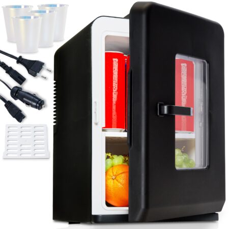Leiser und tragbarer 2-in-1 Mini-Kühlschrank (15 Liter) für Auto und Büro.