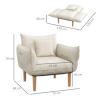 2-in-1 Sessel Loungesessel Relaxsessel Creme - Vielseitiger Loungesessel in Cremefarbe.