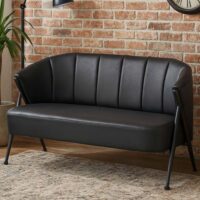 2-Sitzer Lounge-Sofa Vintage Retro Industrial Kunstleder schwarz