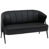 2-Sitzer Lounge-Sofa Vintage Retro Industrial Kunstleder schwarz
