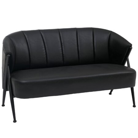 2-Sitzer Lounge-Sofa Vintage Retro Industrial Kunstleder schwarz