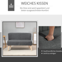 2-Sitzer Sofa Loungesofa mit Holzrahmen 117x56.5x77cm Dunkelgrau - Modernes Loungesofa mit stabilem Holzrahmen.