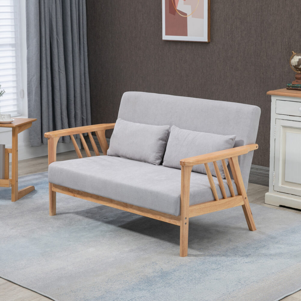 2-Sitzer Sofa Loveseat 130x75x78cm bis 200kg belastbar Grau - Robustes Loveseat-Sofa für zwei Personen, Grau.