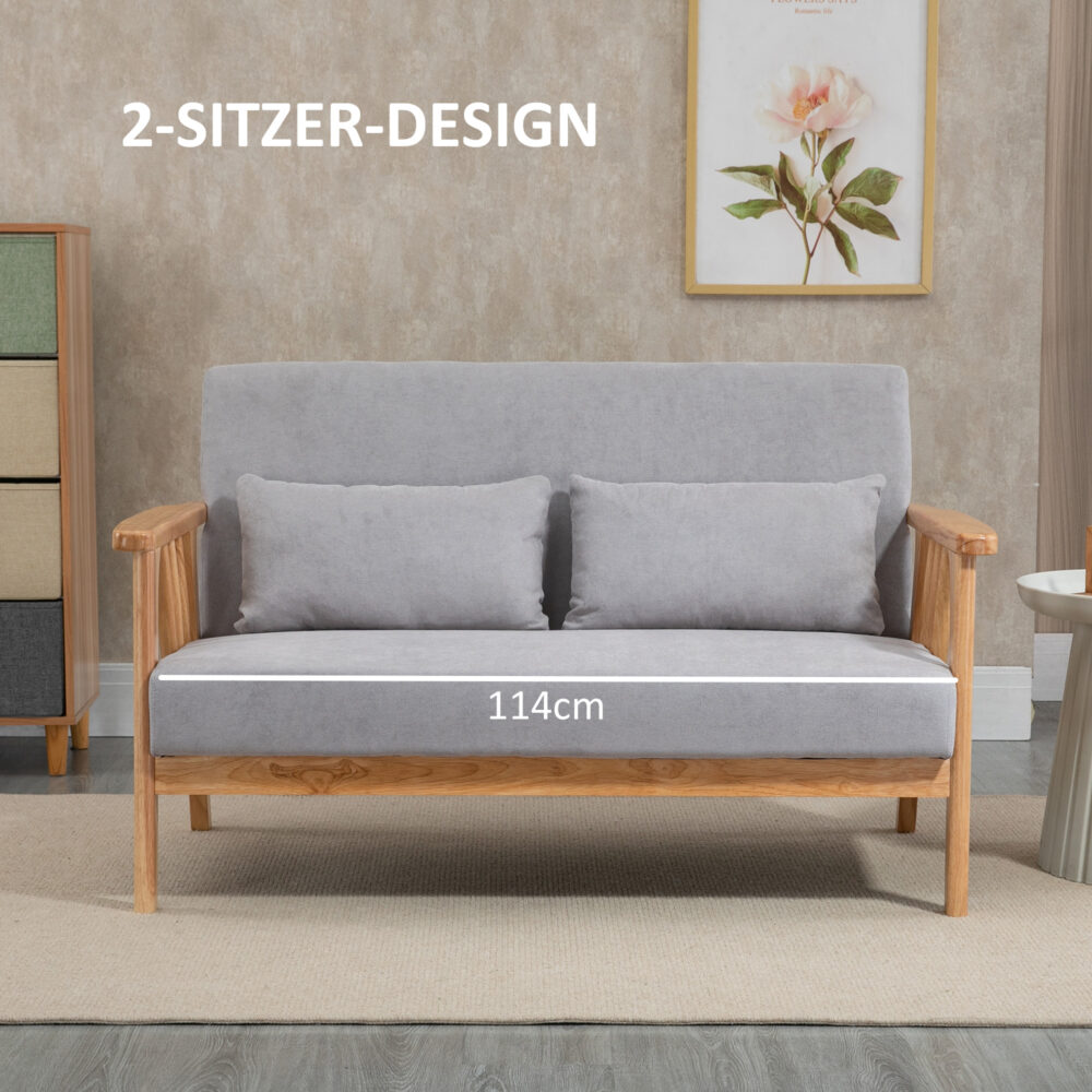 2-Sitzer Sofa Loveseat 130x75x78cm bis 200kg belastbar Grau - Robustes Loveseat-Sofa für zwei Personen, Grau.