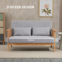 2-Sitzer Sofa Loveseat 130x75x78cm bis 200kg belastbar Grau - Robustes Loveseat-Sofa für zwei Personen, Grau.