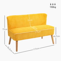 2-Sitzer Sofa 117x56.5x77cm Gelb - Modernes Sofa in Gelb für stilvolle Akzente.