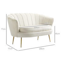 2-Sitzer Sofa Couch 130x77x77cm bis 150kg belastbar Creme - Robuste Couch in Cremefarbe.