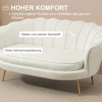 2-Sitzer Sofa Couch 130x77x77cm bis 150kg belastbar Creme - Robuste Couch in Cremefarbe.