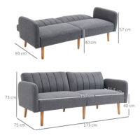 2-Sitzer Sofa Gästebett Bettsofa 173x75x73cm Grau - Vielseitiges Bettsofa für Gäste, in Grau.