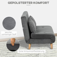 2-Sitzer Sofa Gästebett klappbar 130x78x79cm Grau - Klappsofa für Gäste in kompakter Grösse, Grau.