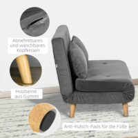2-Sitzer Sofa Gästebett klappbar 130x78x79cm Grau - Klappsofa für Gäste in kompakter Grösse, Grau.