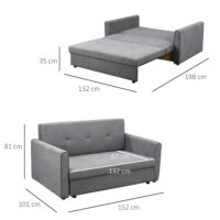2-Sitzer Sofa Gästebett mit verstecktem Stauraum 152x101x81cm Grau - Sofa mit verstecktem Stauraum für Gäste.