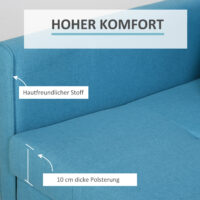 2-Sitzer Sofa Gästebett mit verstecktem Stauraum Hellblau - Klappsofa mit Stauraum für Übernachtungsgäste.