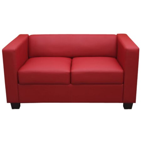 2-Sitzer Sofa aus Leder Loungesofa rot