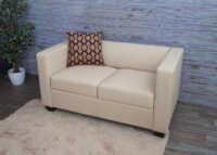 2-Sitzer Sofa Loungesofa Kunstleder creme