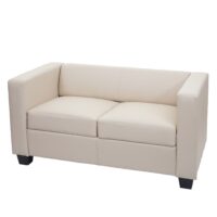 2-Sitzer Sofa Loungesofa Kunstleder creme