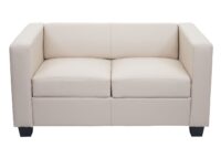 2-Sitzer Sofa Loungesofa Kunstleder creme