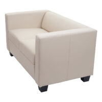 2-Sitzer Sofa Loungesofa Kunstleder creme