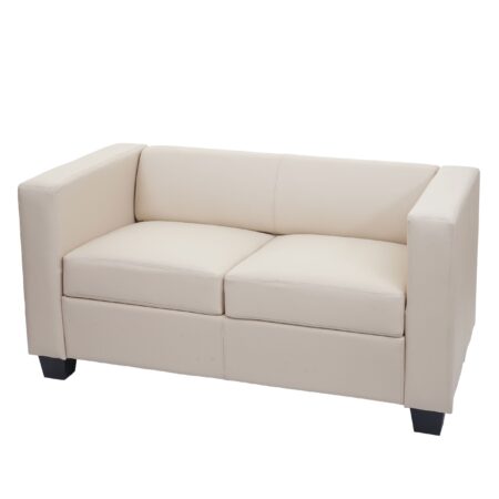 2-Sitzer Sofa Loungesofa Kunstleder creme