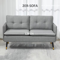 2-Sitzer Sofa Loveseat 139x68x76cm Grau - Kompaktes Loveseat-Sofa in dezentem Grau.