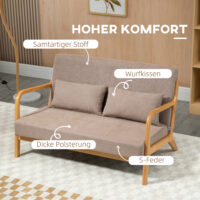 2-Sitzer Sofa Loveseat mit Kissen 122x71x76cm Hellgrau - Bequemes Loveseat mit Kissen, in Hellgrau.