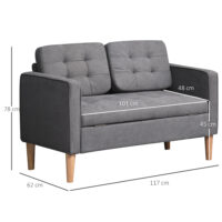2-Sitzer Sofa mit Stauraum 117x62x78cm Grau - Kompaktes Sofa mit verstecktem Stauraum.