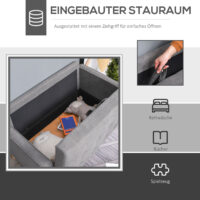 2-Sitzer Sofa mit Stauraum 117x62x78cm Grau - Kompaktes Sofa mit verstecktem Stauraum.