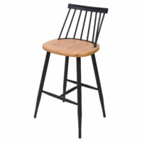 2er-Set Barhocker JAM-G69 Massivholz Retro Design Metall natur