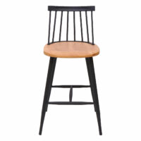 2er-Set Barhocker JAM-G69 Massivholz Retro Design Metall natur