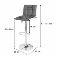 2er-Set Barhocker JAM-G87 höhenverstellbar Kunstleder schwarz-weiss Chromfuss