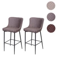 2er-Set Barhocker JAM-H79 Vintage Metall Fussablage dunkelgrau