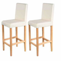 2er-Set Barhocker Vicenza Holz+LEDER creme helle Beine