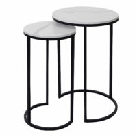 2er-Set Beistelltisch JAM-K46 Marmor-Optik FSC weiss-schwarz