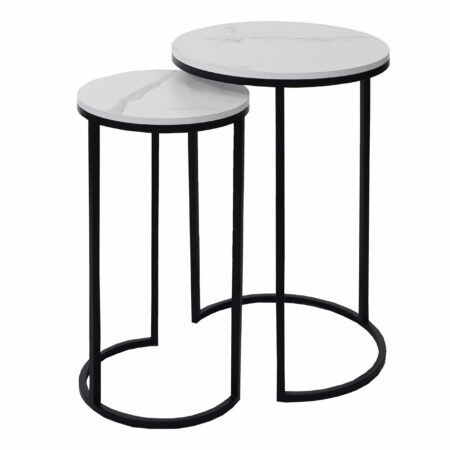 2er-Set Beistelltisch JAM-K46 Marmor-Optik FSC weiss-schwarz