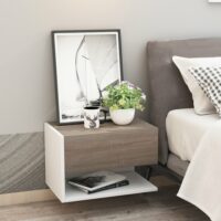 2er Set Nachttisch schwebend mit Schublade Eiche Weiss