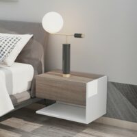 2er Set Nachttisch schwebend mit Schublade Eiche Weiss