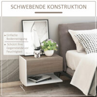 2er Set Nachttisch schwebend mit Schublade Eiche Weiss
