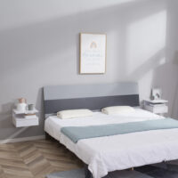 2er Set Nachttisch schwebend mit Schublade Weiss