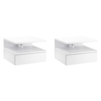 2er Set Nachttisch schwebend mit Schublade Weiss