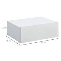 2er Set Nachttisch schwebend mit Schublade Weiss 40x30x15cm