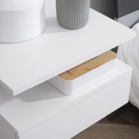 2er Set Nachttisch schwebend mit Schublade Weiss