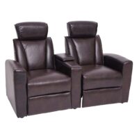 2er Kinosessel Relaxsessel Kunstleder mit Staufach braun