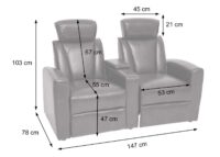 2er Kinosessel Relaxsessel Kunstleder mit Staufach braun